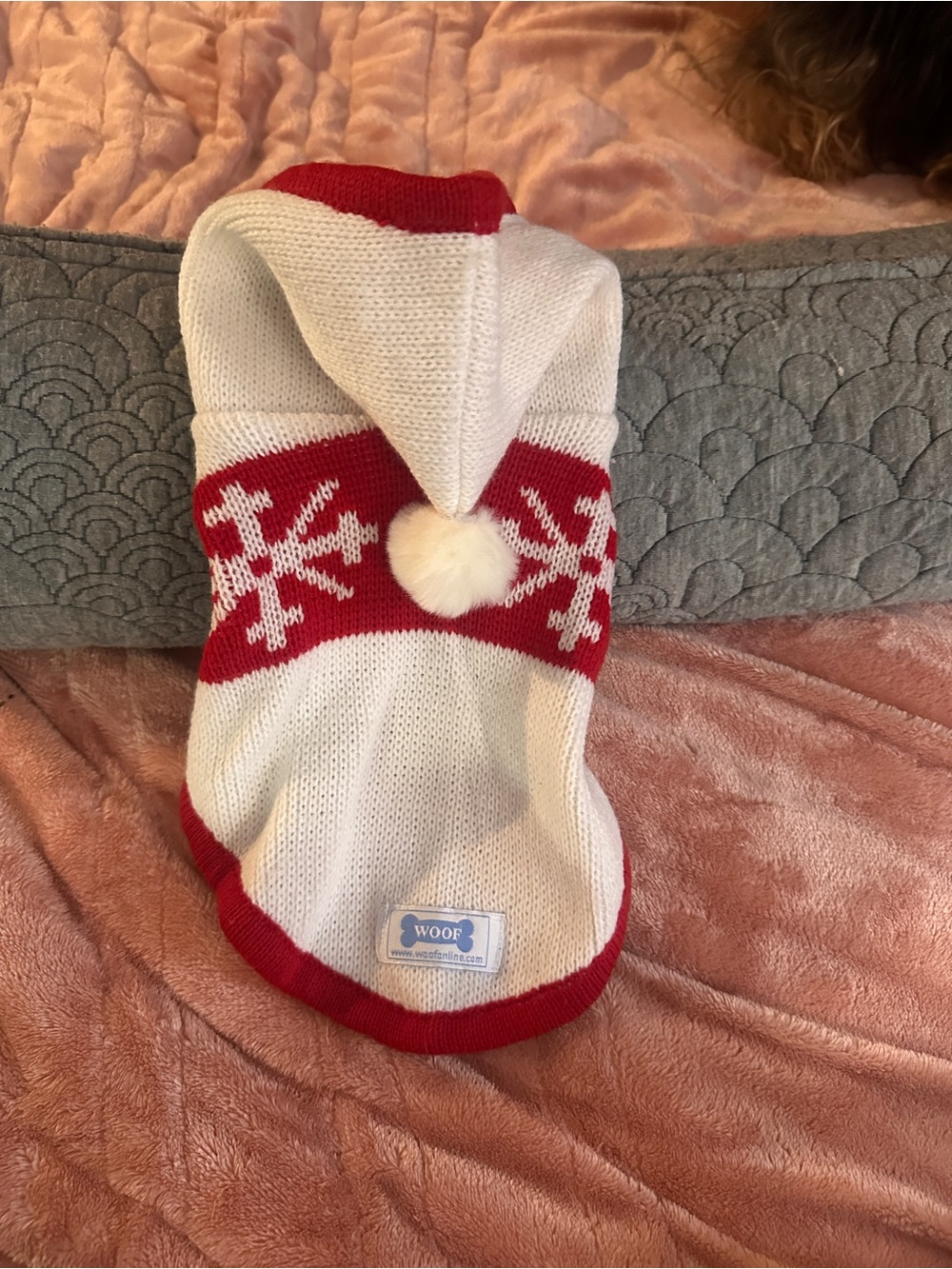 ❄️ Woof Holiday Snowflake Dog Sweater Hoodie Small Yorkie Maltese Toy Breed